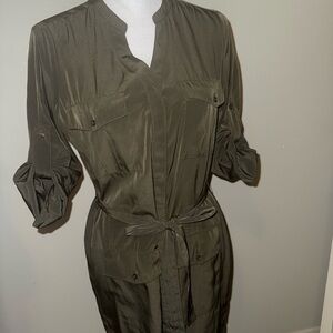 Express Dark Olive Shirt Dress
